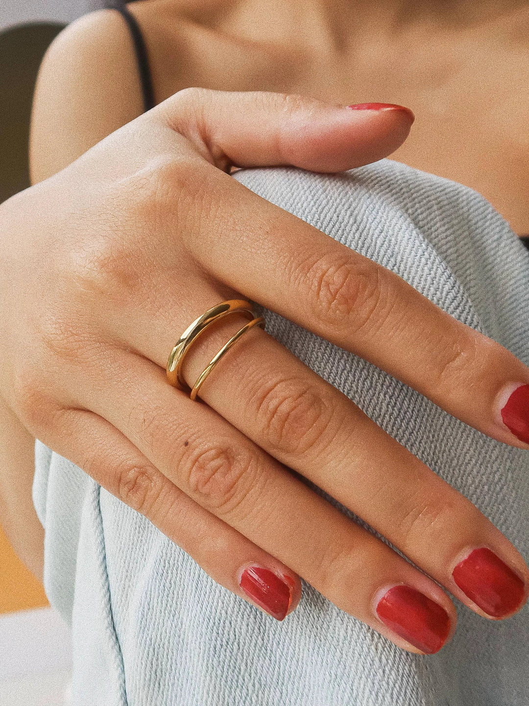 Harvey Double Band Ring - 18K Gold Non-Tarnish Stacking Ring