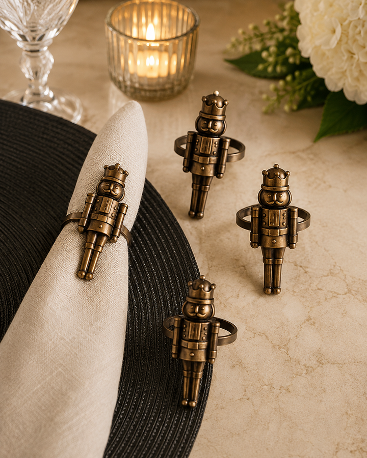 Copper Nutcracker Napkin Rings – Set of 4