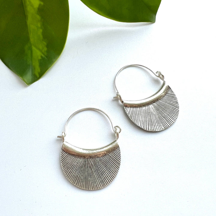 Hill Tribe Sterling Silver Etched Petal Earring