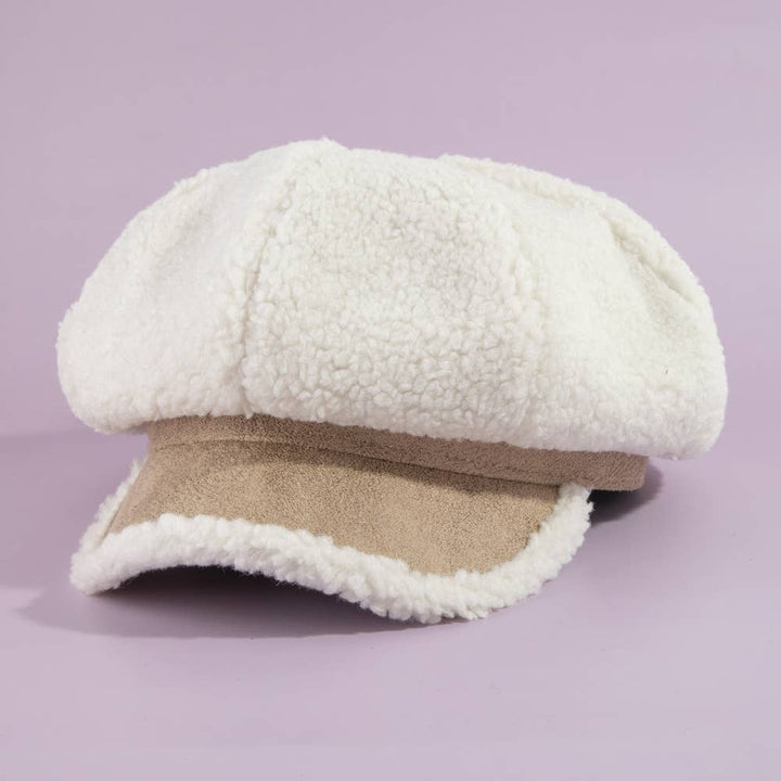 Sherpa Fleece Baker Boy Cap