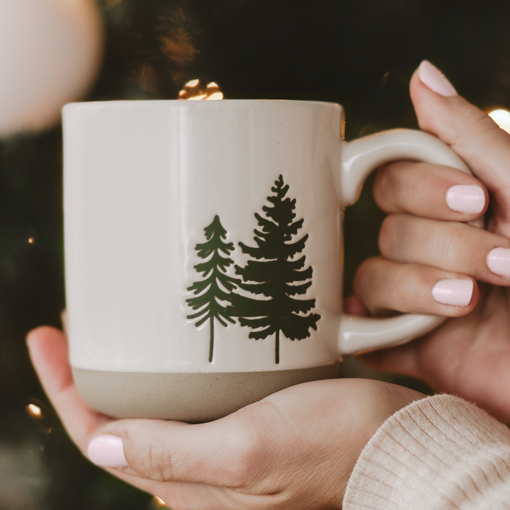 *NEW* Green Trees Stoneware Coffee Mug - Christmas Decor