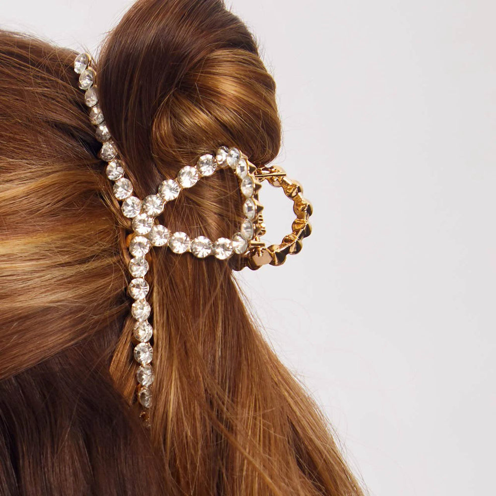 Metal Rhinestone Loop Claw Clip 1pc- Gold KITSCH