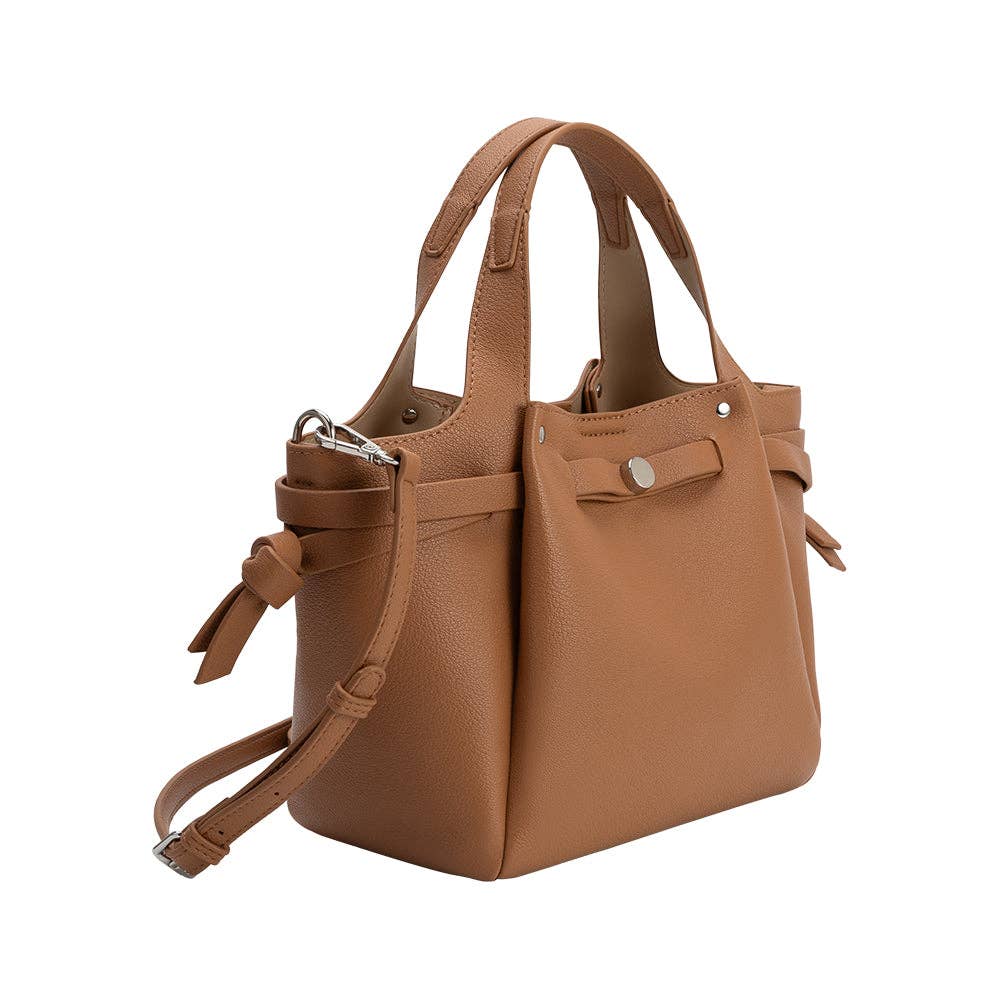 Avril Caramel Recycled Vegan Leather Top Handle Bag Melie Bianco
