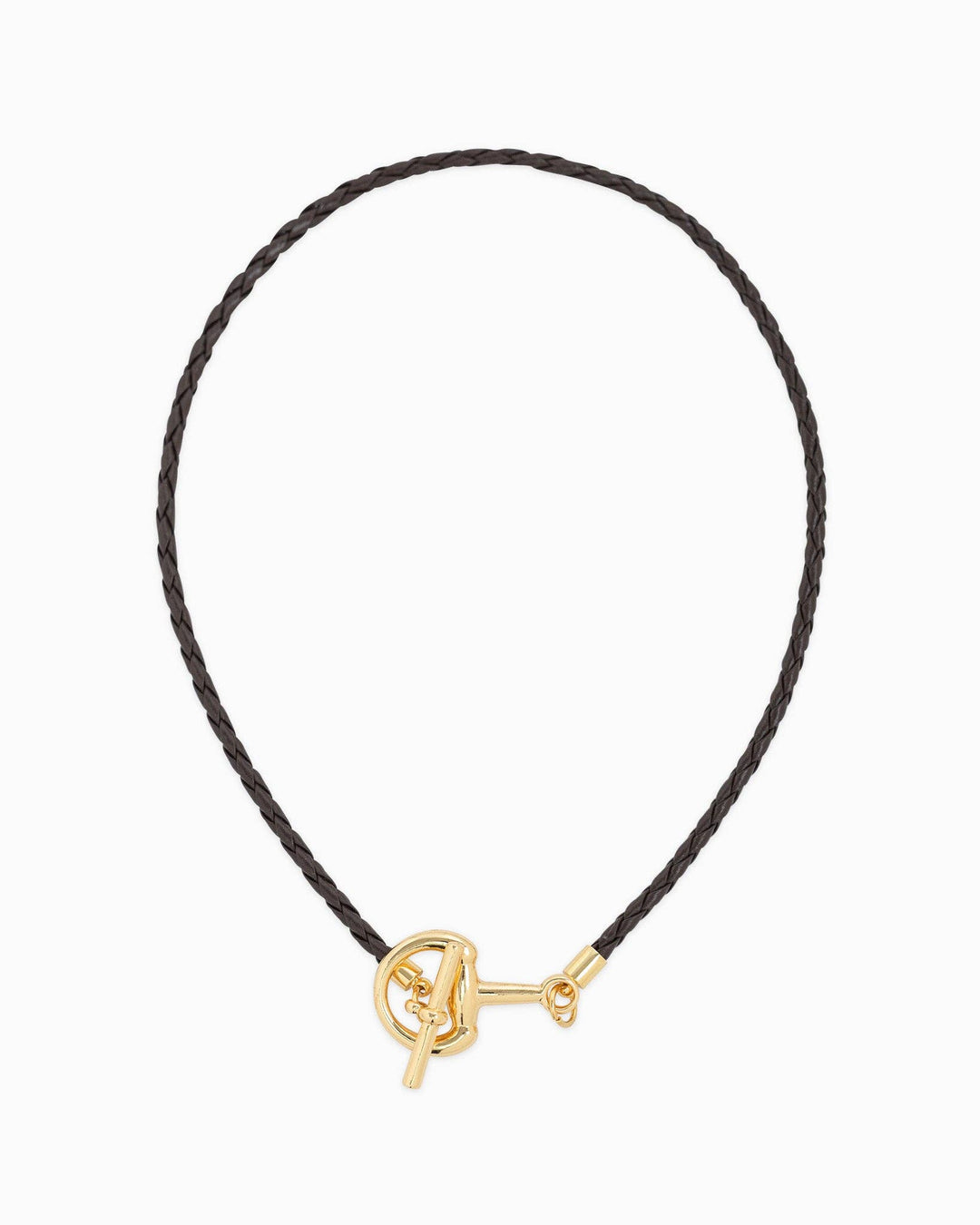 Horsebit Toggle Braided Leather Cord Necklace Sessori