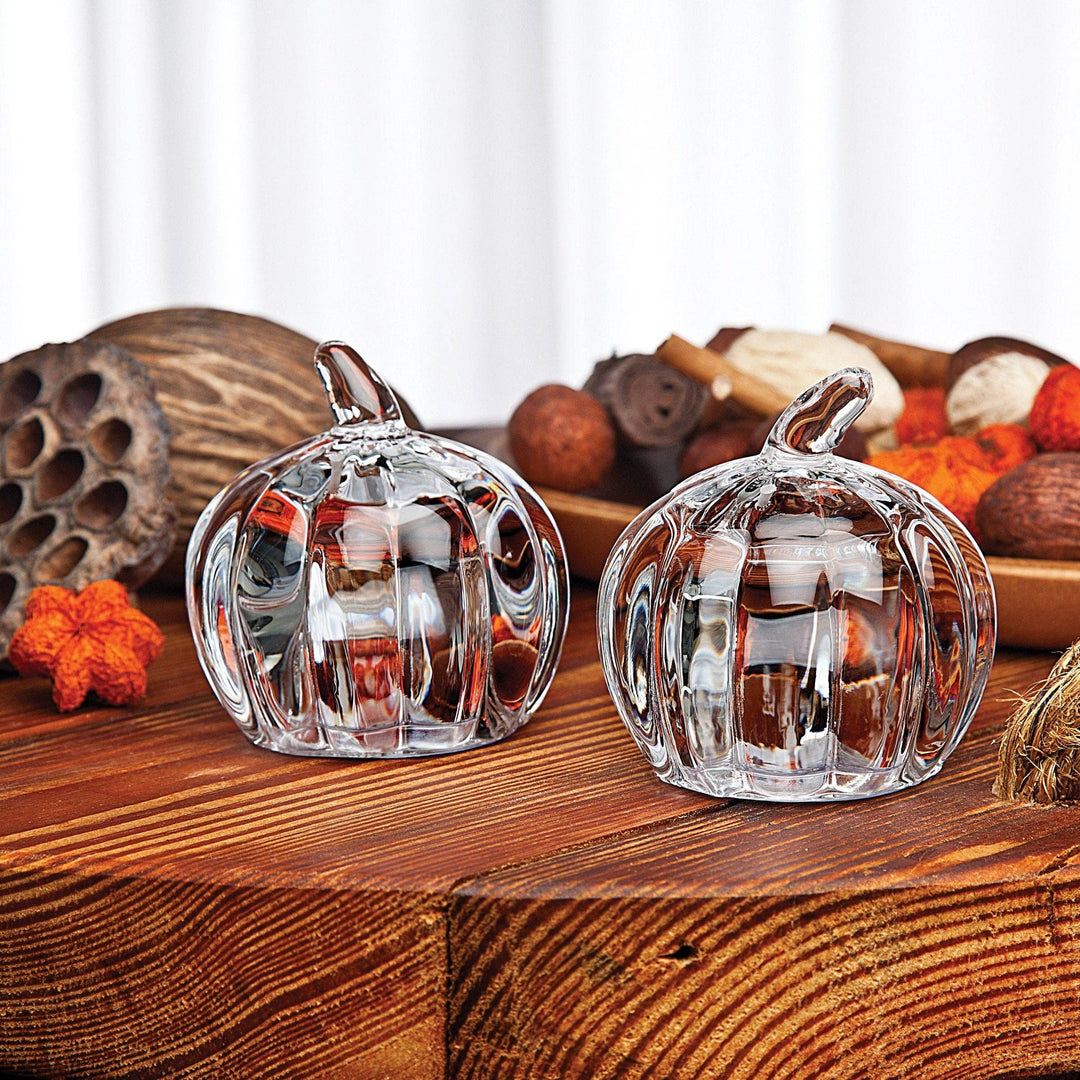 Harvest Crystal Pumpkin Salt &amp; Pepper Shakers, Set of 2