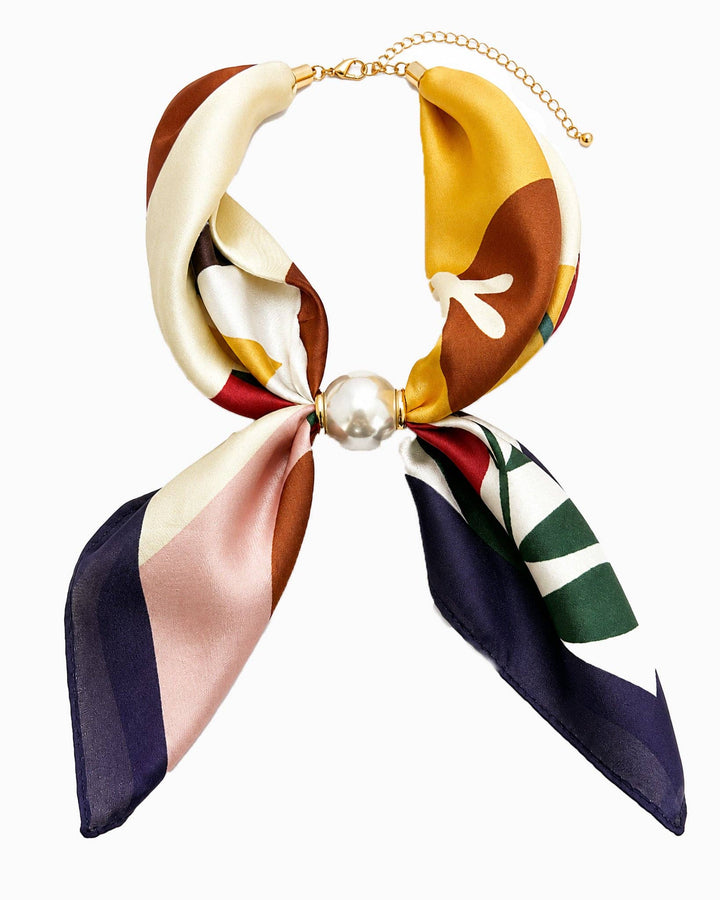 Pearl Accent Scarf Bow Necklace