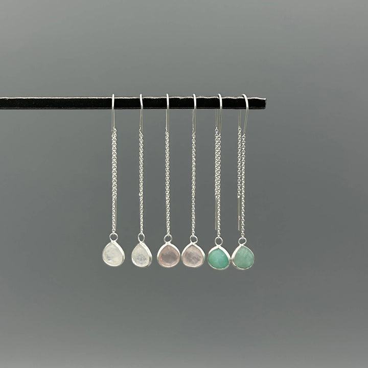 Silver Teardrop Stone Threaders