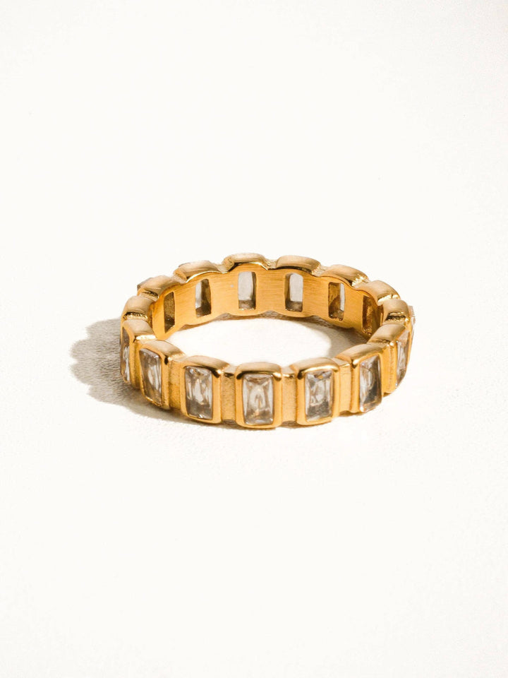 Sterling Rhinestone Ring - Gold Non-Tarnish Statement Ring Flânerie by MAIQ
