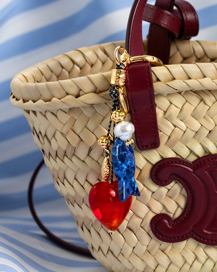 Love Heart Marbled Fish Dangle Bag Charm Sessori