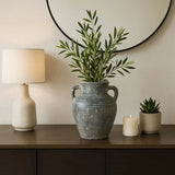 Decorative Vase - Blue/White Terracotta 2-Handle, 9.5 in Sagebrook Home