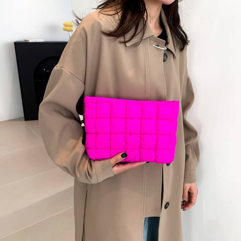 QUILTED PUFFY COSMETIC MAKEUP POUCH