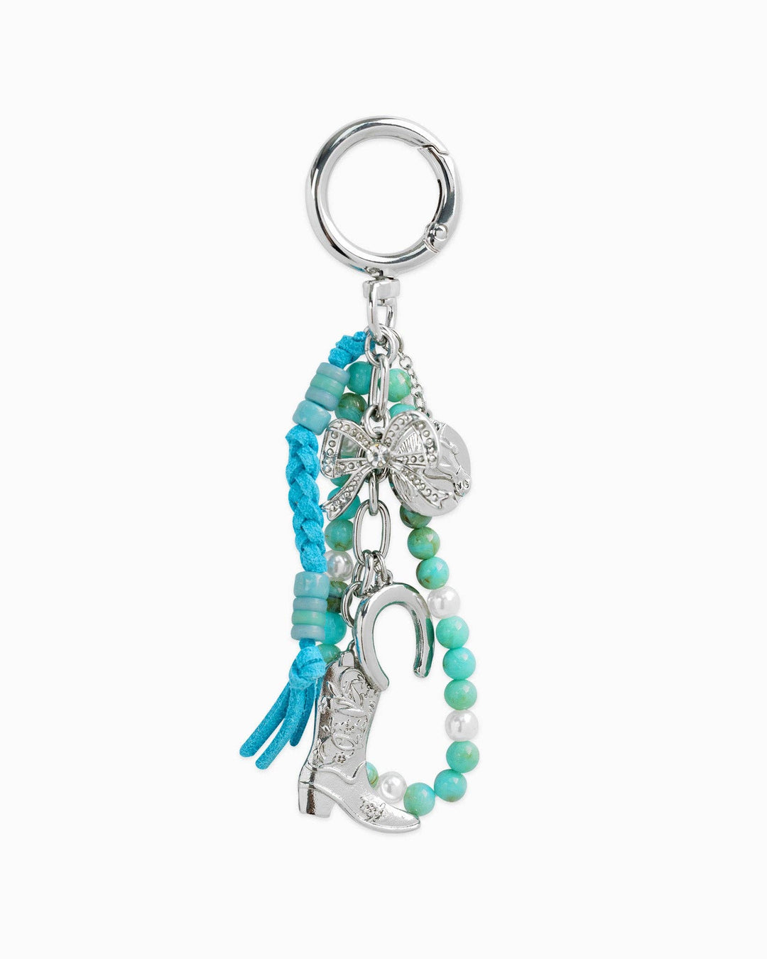 Western Turquoise Bow Bead Rope Bag Charm Sessori