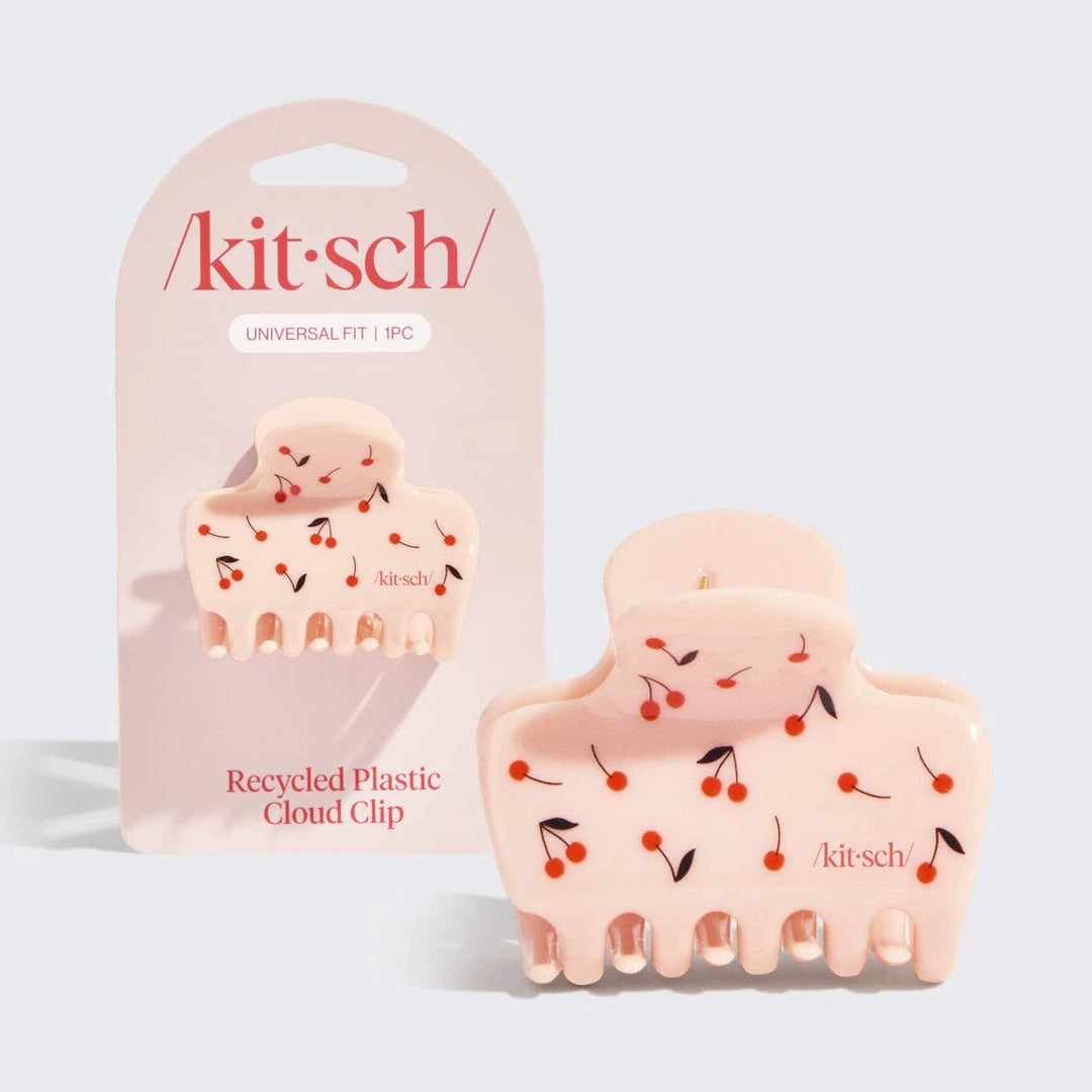 Medium cloud clip in cherry print, pink recycled plastic by KITSCH