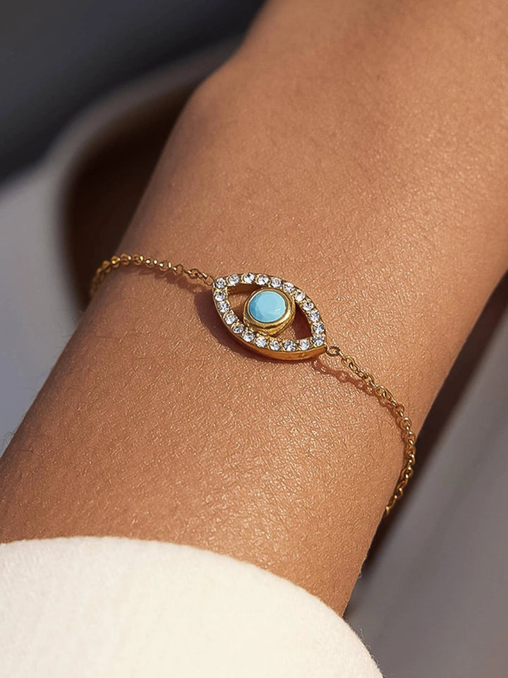 Celestine 18K Gold Non-Tarnish Evil Eye Chain Bracelet Flânerie by MAIQ