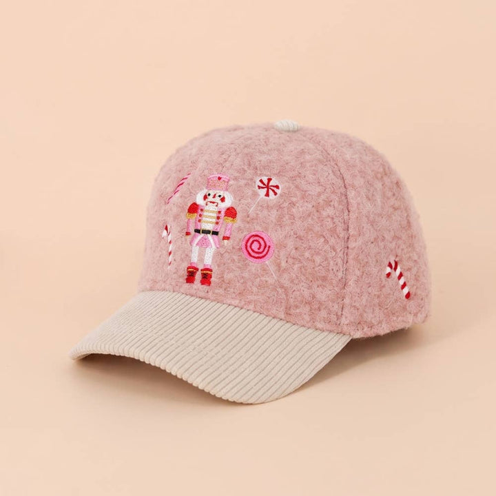 Christmas Nutcracker Embroidered Sherpa Baseball Cap
