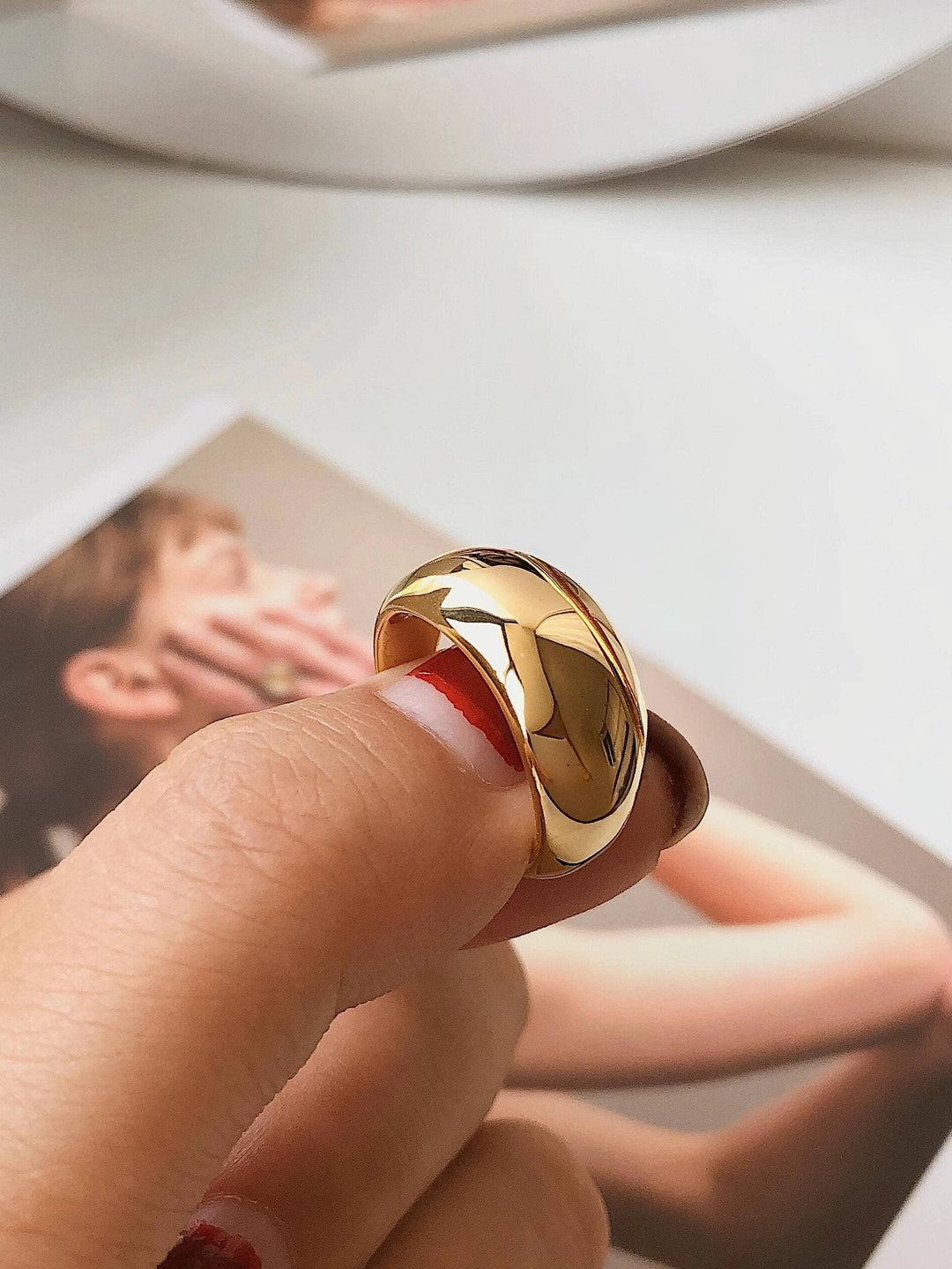 Roscoe 18K Gold Non-Tarnish Chunky Dome Statement Ring Flânerie by MAIQ