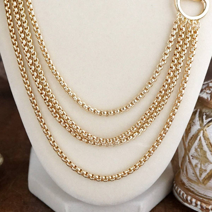 Polished Rider – Multi-Strand Waterfall Chain Horse Bit Necklace