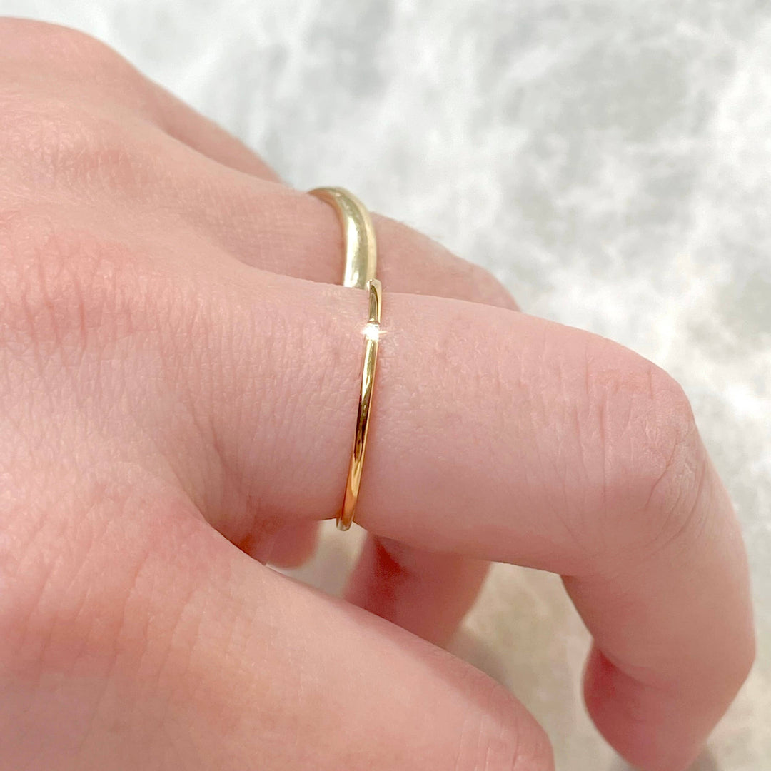 Dainty Gold Ring - Waterproof Thin Gold Band - Diamond Ring