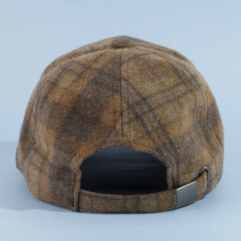 Windowpane Plaid Curved Brim Baseball Cap