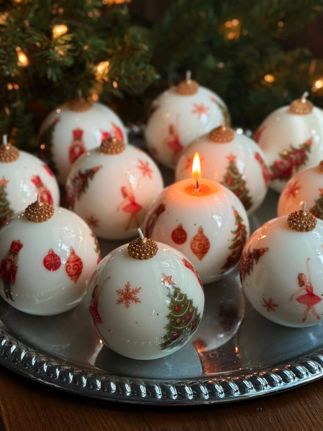 Vintage Style Christmas Candle Ornament: Holiday candle