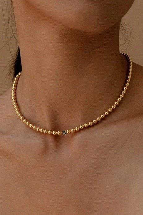 18K Gold Bubble Bead Necklace - Tarnish Free JOSSLYN by wall to wall