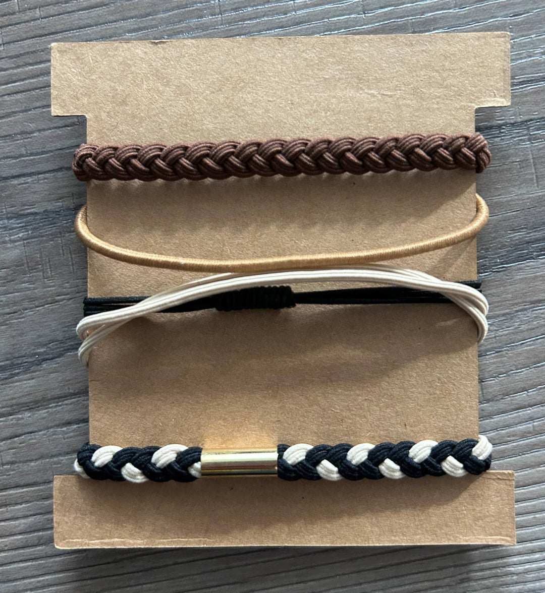 Hair Tie Bracelet Sets: Plain Gold