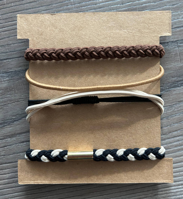 Hair Tie Bracelet Sets: Plain Gold