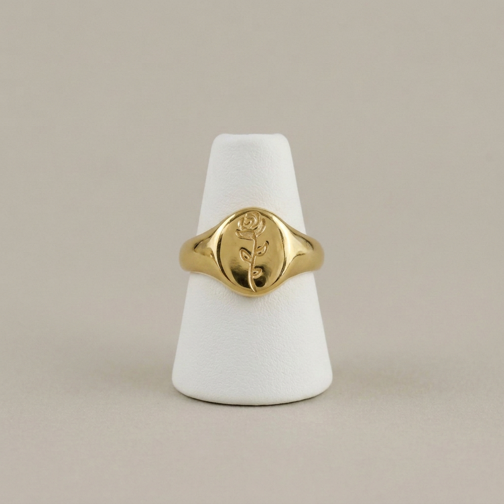 Georgia Rose Ring on matching white ring stand
