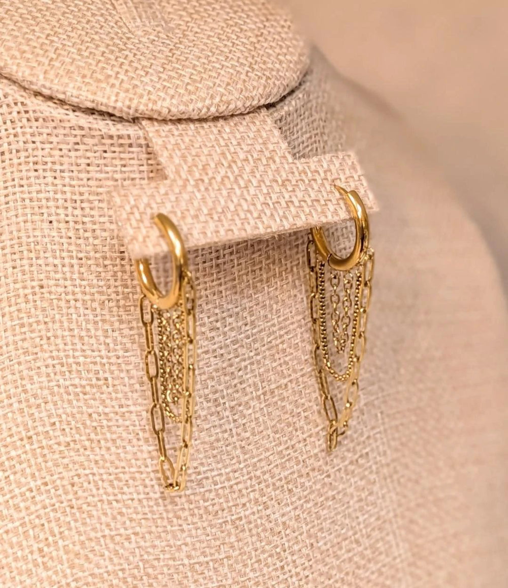 Earrings: Vianne 18K gold non-tarnish multi-chain drop earrings