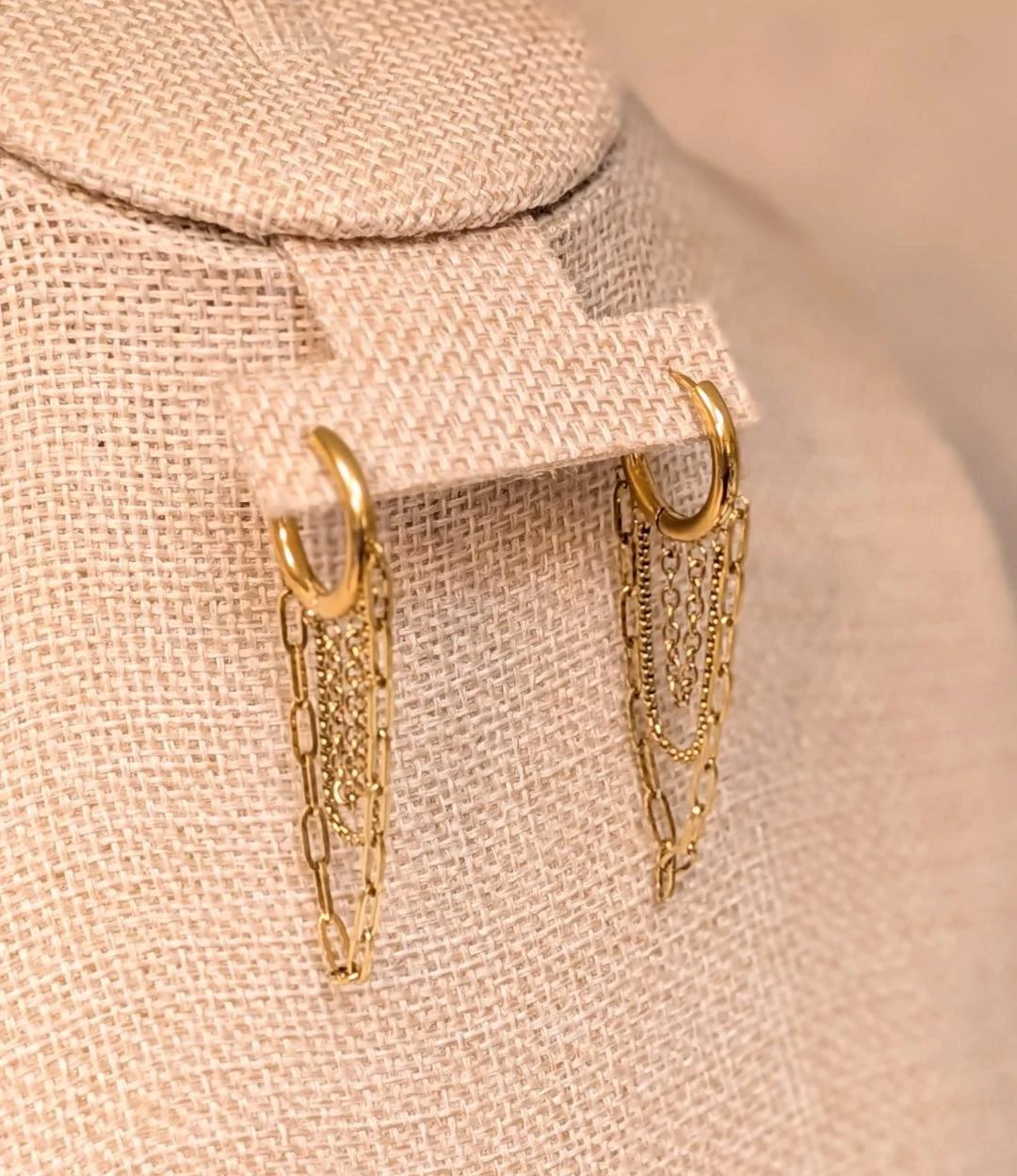 Earrings: Vianne 18K gold non-tarnish multi-chain drop earrings