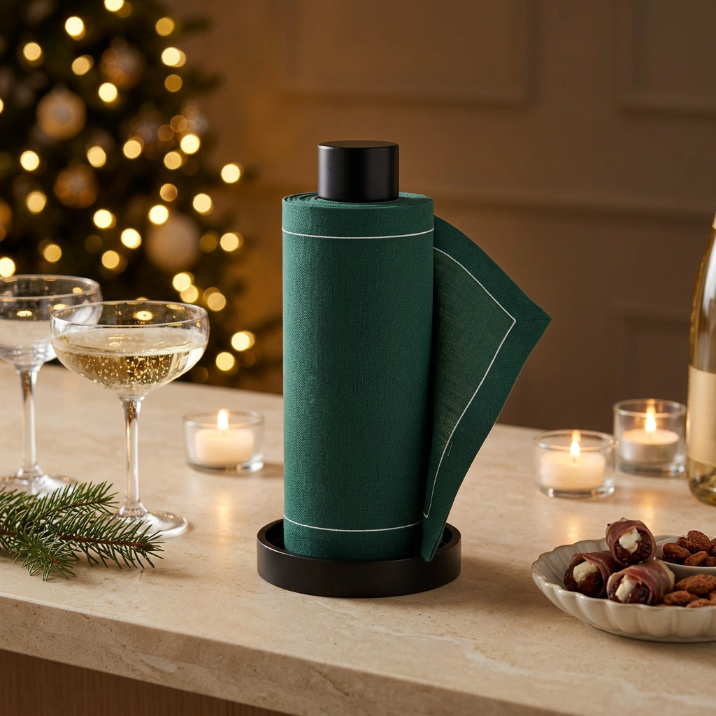 Holiday lifestyle photo with napkins on the stand
