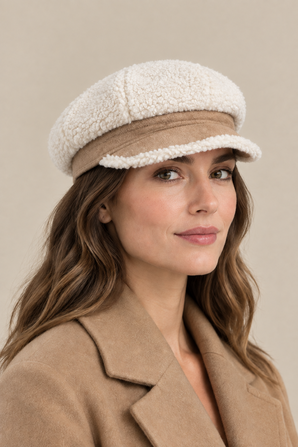 Revised portrait with a lower-profile sherpa hat crown