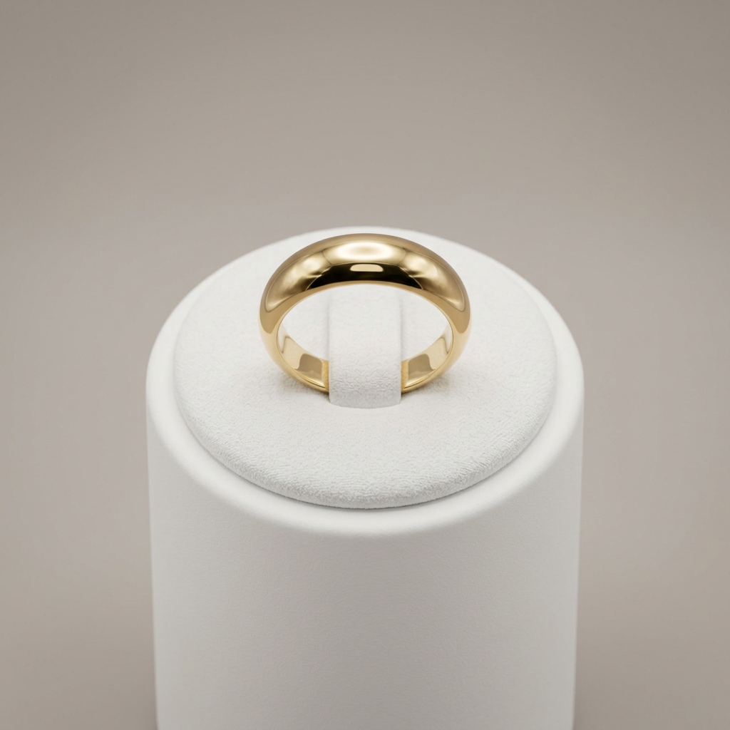 Thin dome ring on a white ring holder