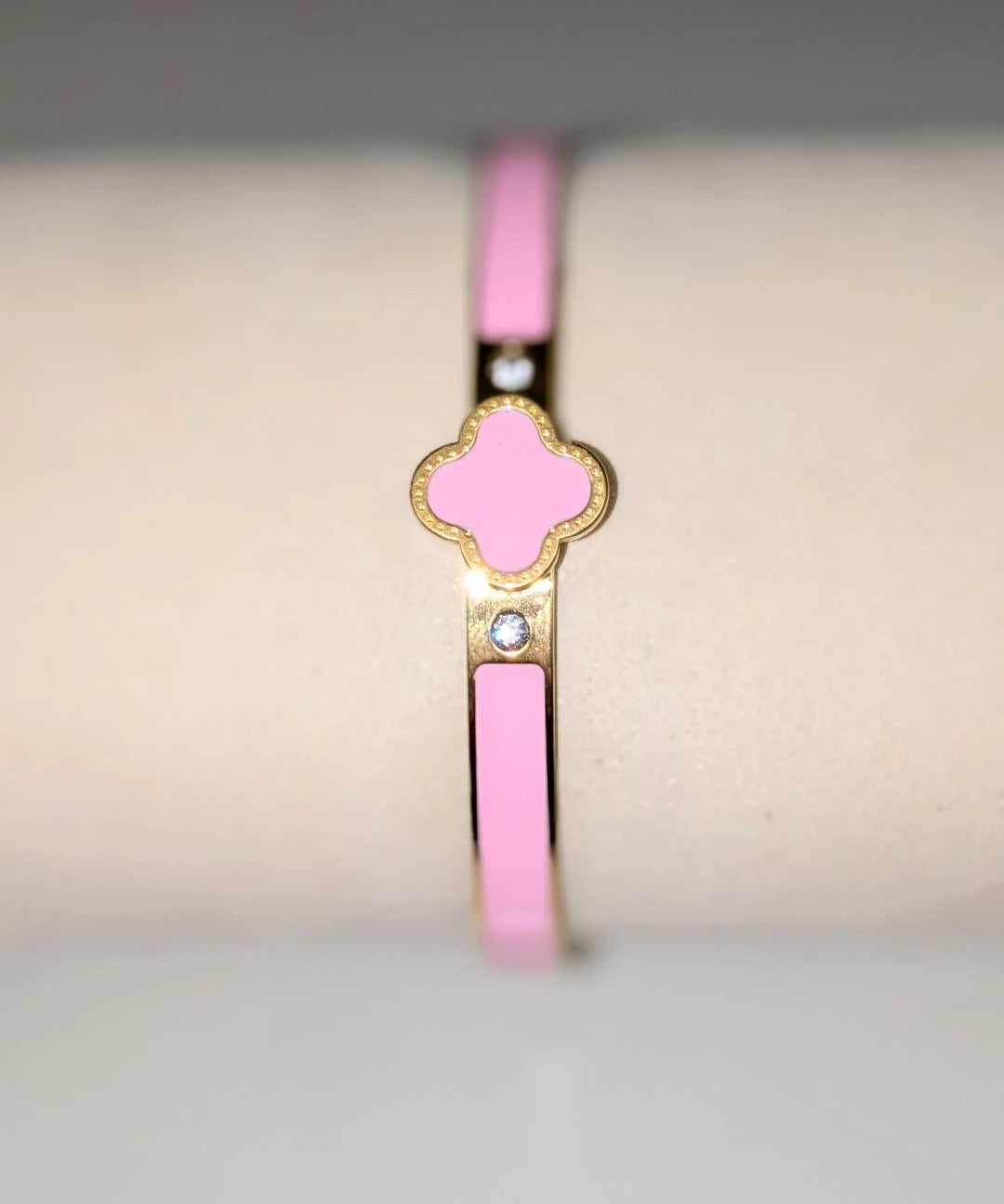 Enamel Clover Bangle Bracelet - Pink Embellish Your Life
