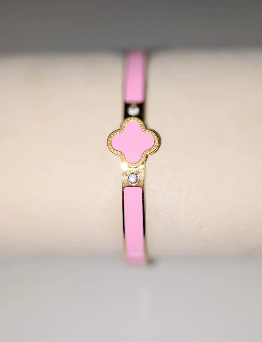 Enamel Clover Bangle Bracelet - Pink Embellish Your Life