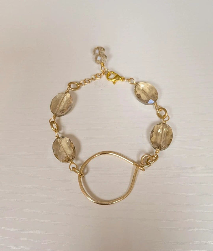 Gold Crystal Bracelet Hammered Hoop Connector Marble Designs Jewelry