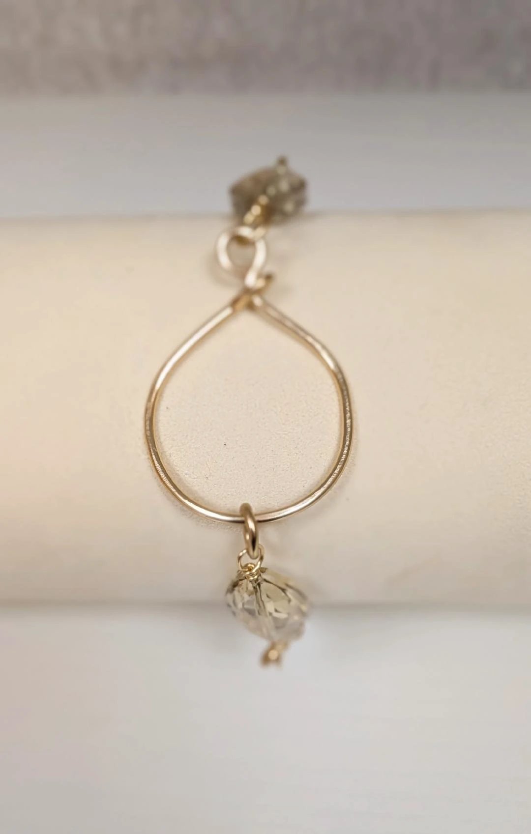 Gold Crystal Bracelet Hammered Hoop Connector Marble Designs Jewelry