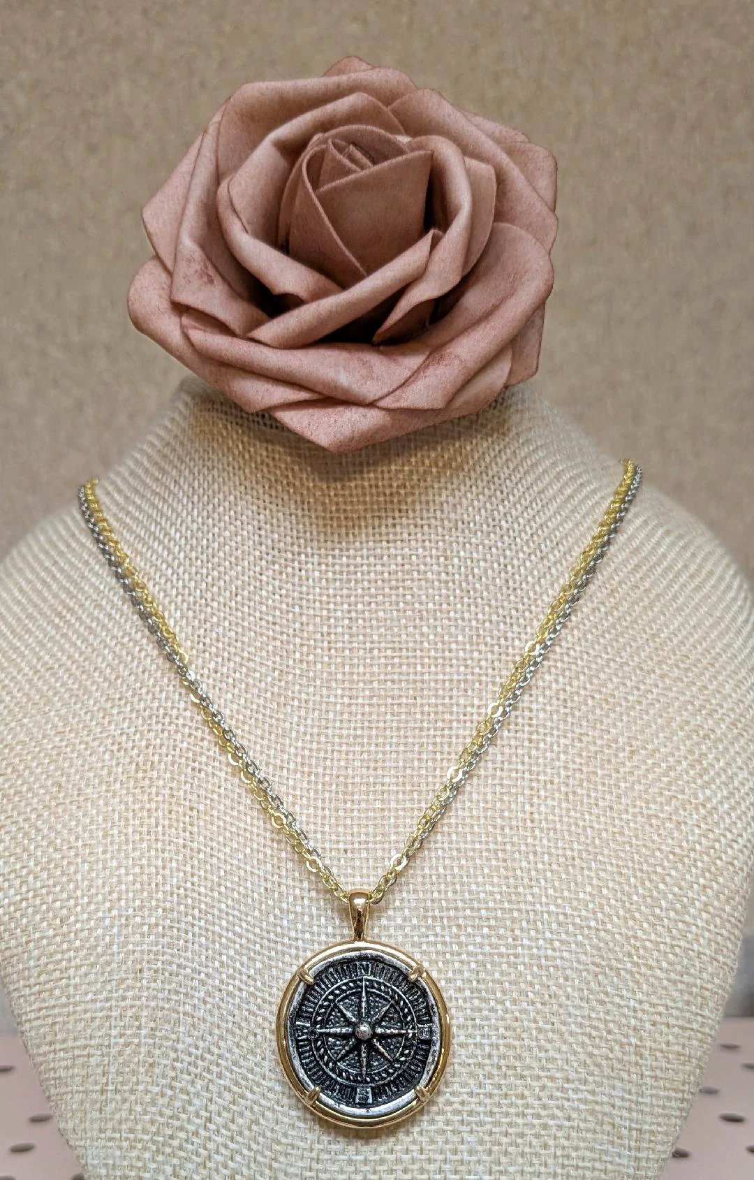 Compass coin necklace travel souvenir non tarnishing VB&amp;CO Designs Handmade Jewelry
