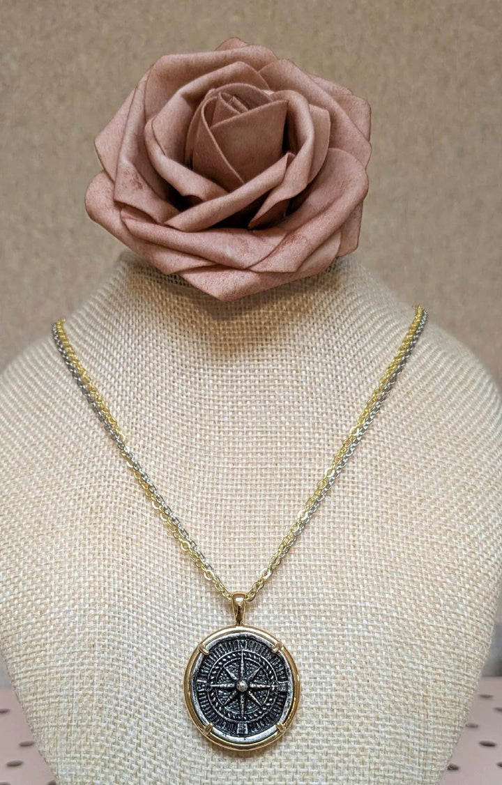 Compass coin necklace travel souvenir non tarnishing VB&amp;CO Designs Handmade Jewelry