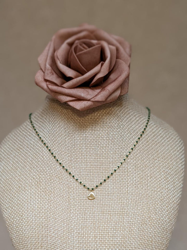 Elsa Mini Heart Necklace Green Sahira Jewelry Design