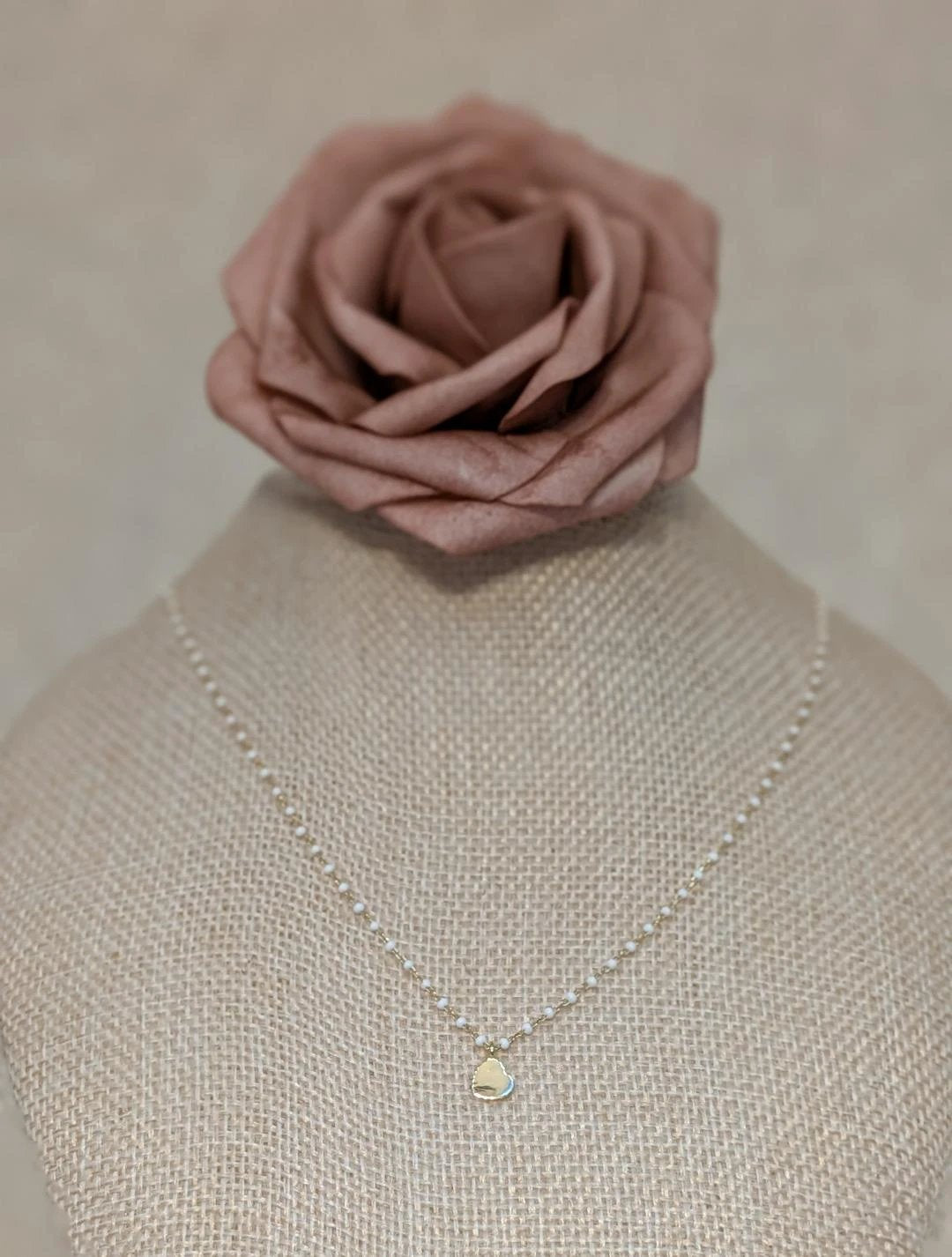Elsa Mini Heart Necklace White Sahira Jewelry Design