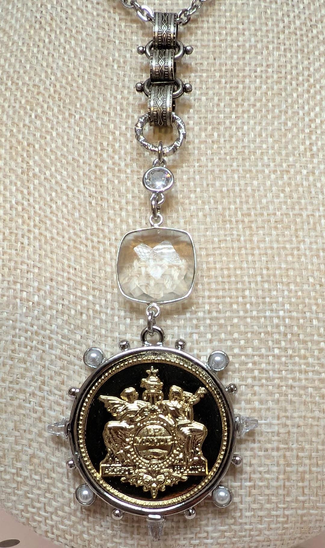 Coin necklace medallion jewelry French boutique VB&amp;CO Designs Handmade Jewelry