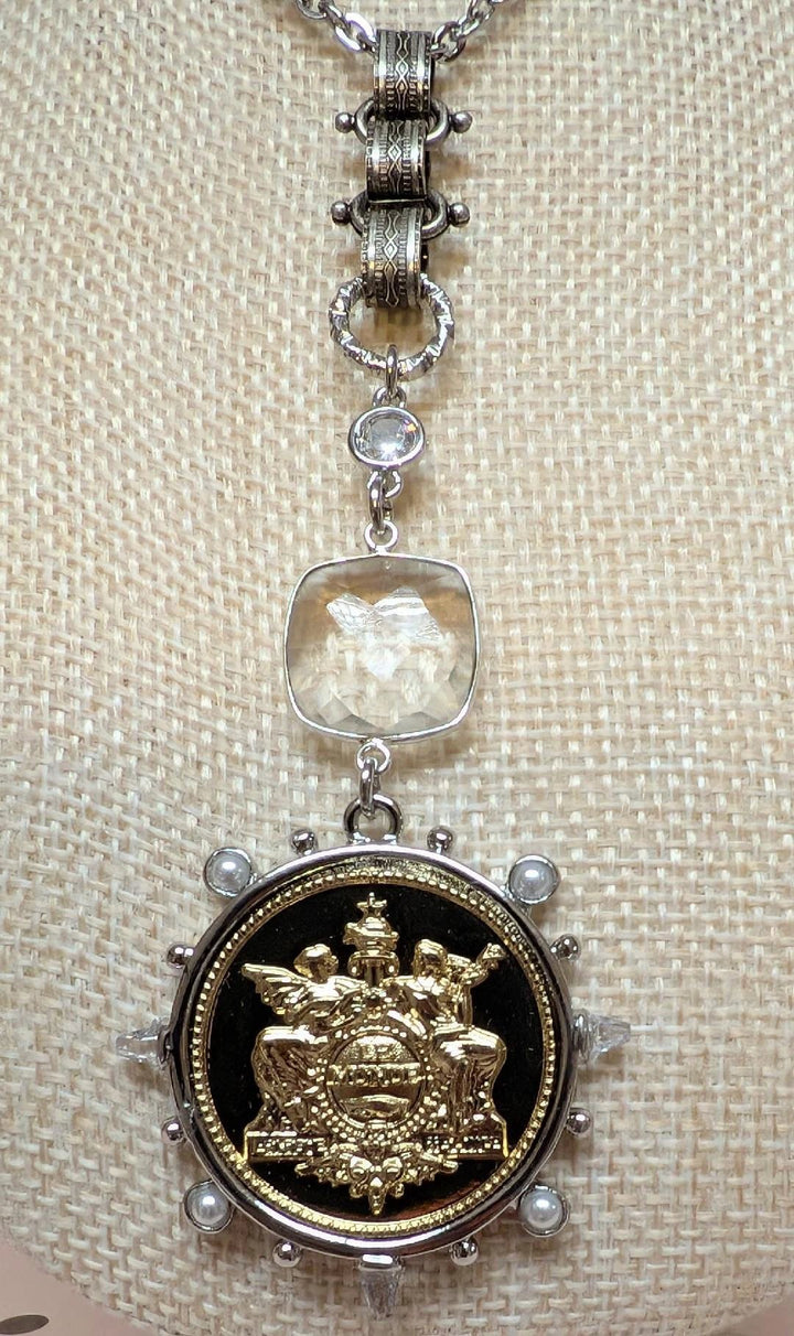 Coin necklace medallion jewelry French boutique VB&amp;CO Designs Handmade Jewelry