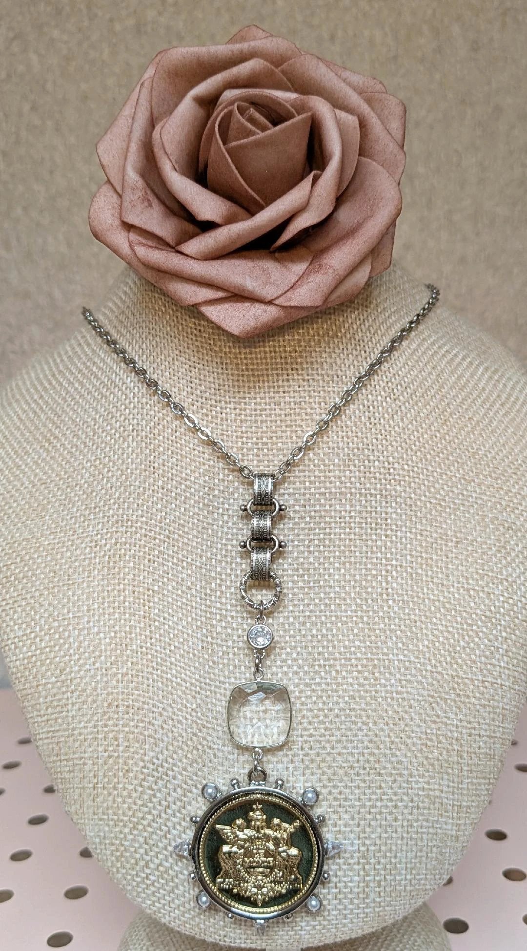 Coin necklace medallion jewelry French boutique VB&amp;CO Designs Handmade Jewelry