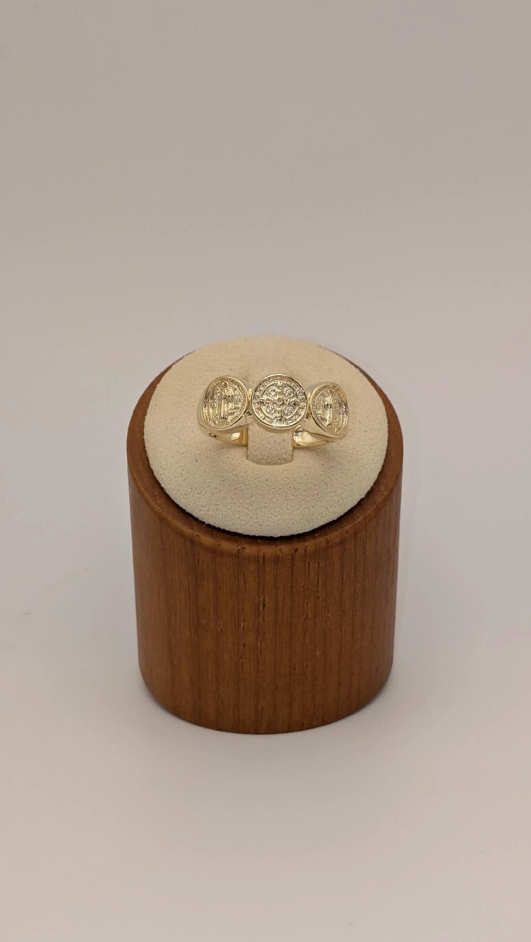 18k Gold Filled Triple Saint Benedict Ring GoldFi