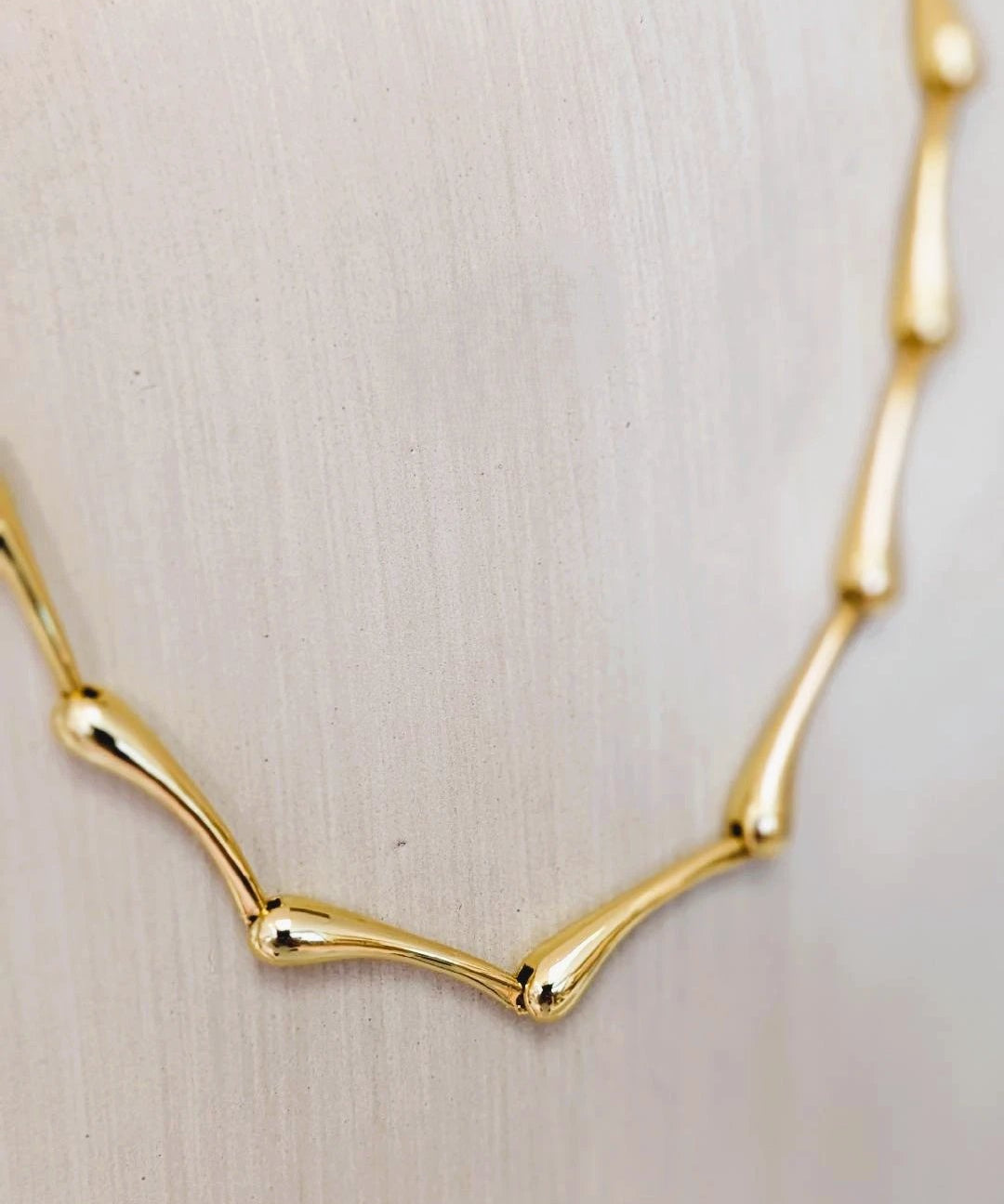Victoria Necklace by Sahira Jewelry Design; gold-tone necklace with curved elongated links