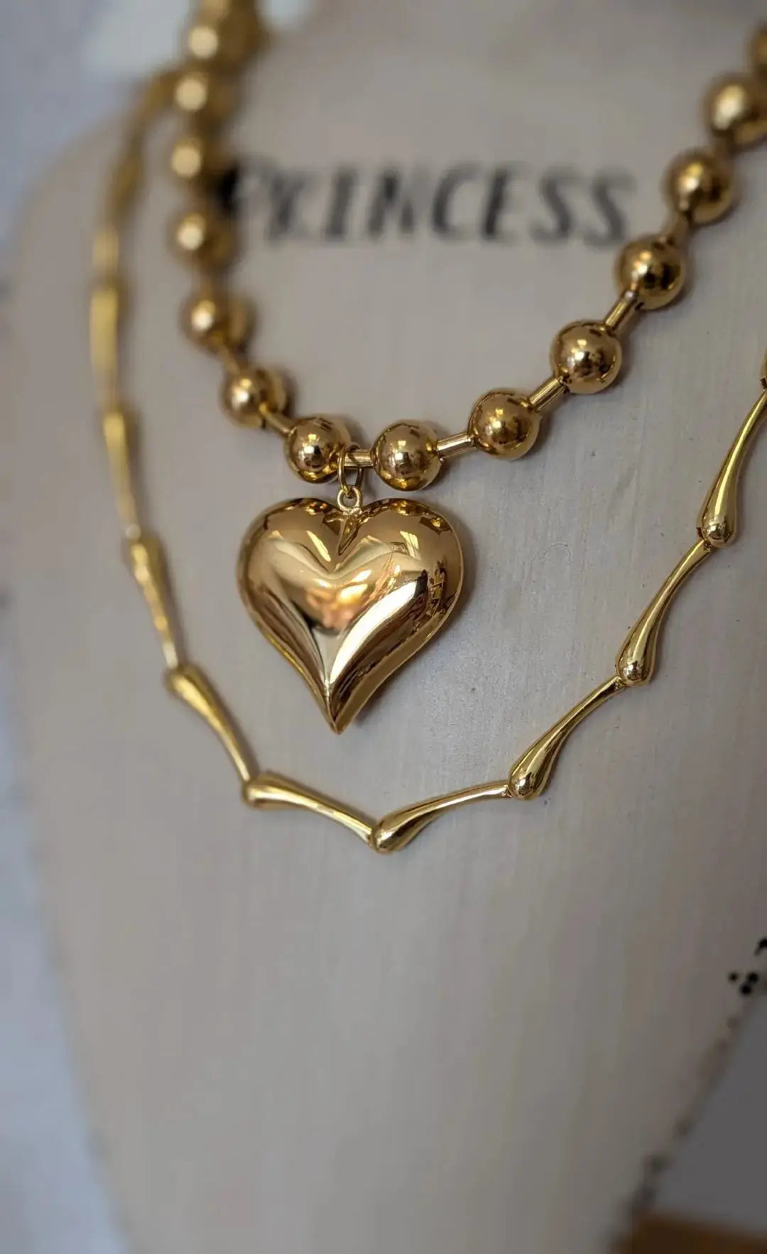 Bubble Heart Necklace - Water-Resistant Gold Statement Piece CHANSUTTPEARLS