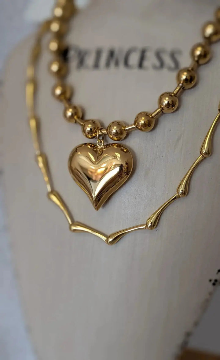 Bubble Heart Necklace - Water-Resistant Gold Statement Piece CHANSUTTPEARLS