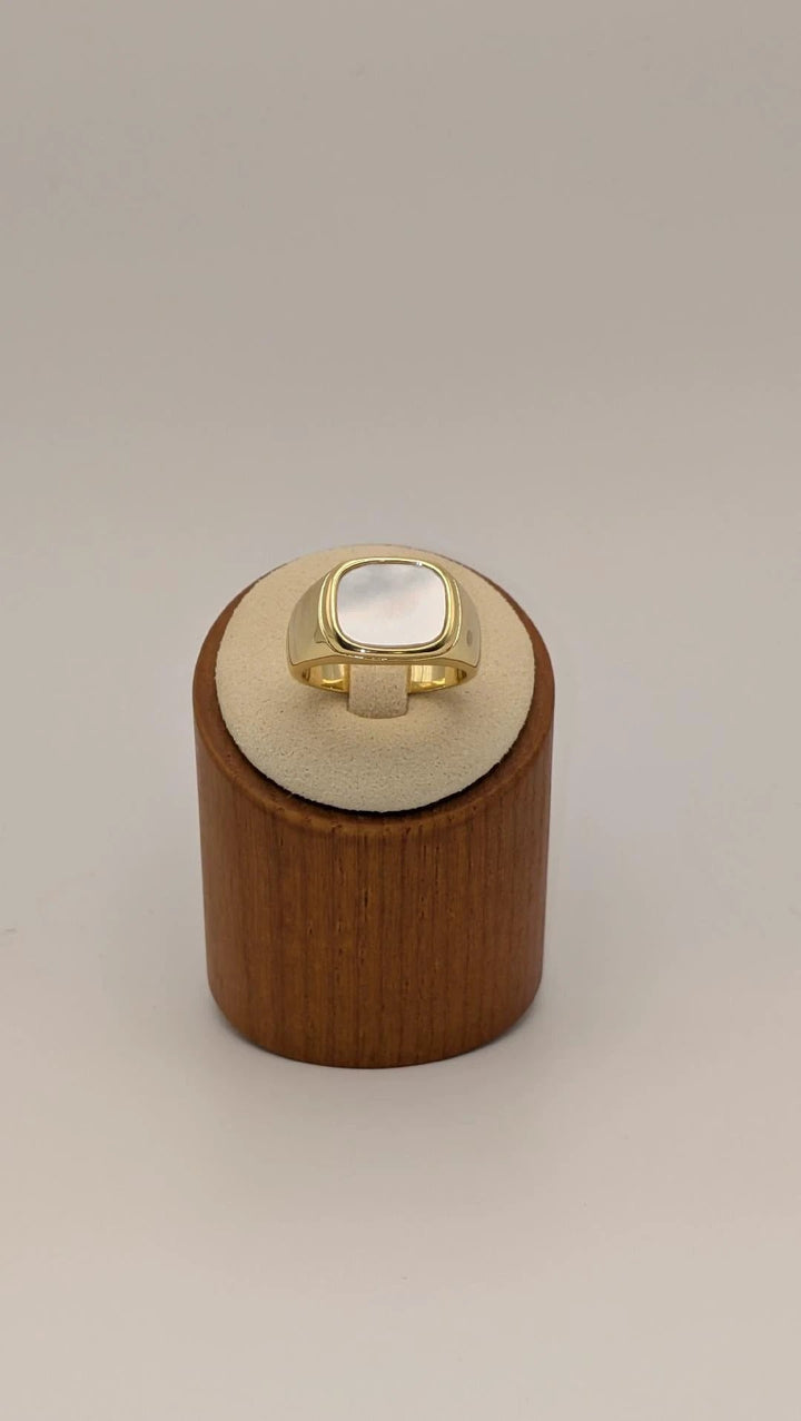 Mother of Pearl Signet Ring Sahira Jewelry Design