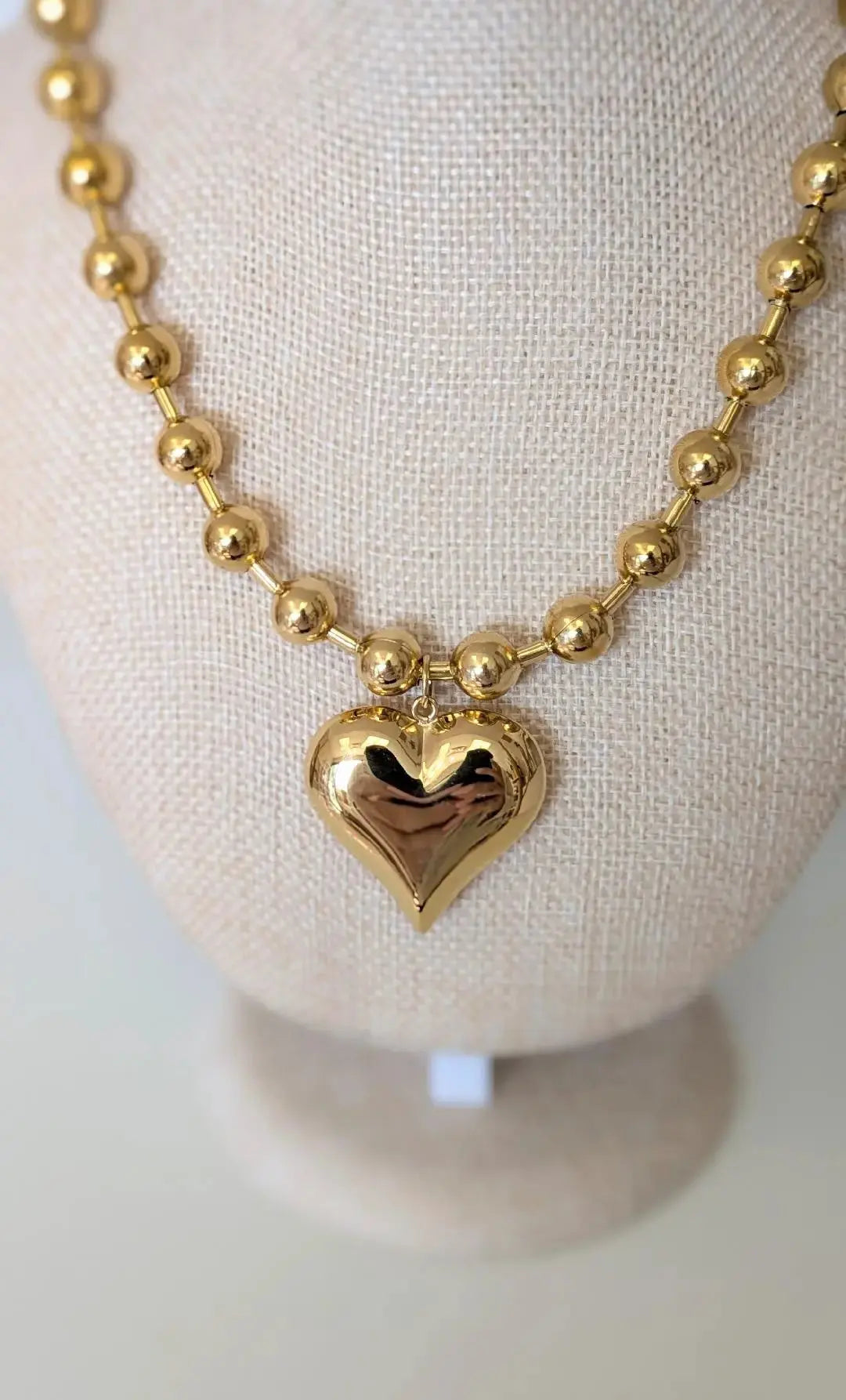 Bubble Heart Necklace - Water-Resistant Gold Statement Piece CHANSUTTPEARLS
